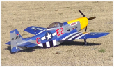 Image of a remote-controlled scale model propeller-powered airplane